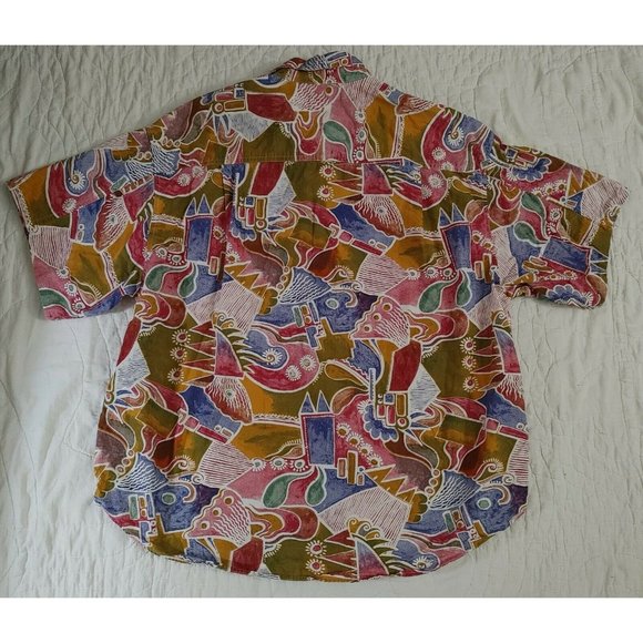 Vintage 1980's Shirt GUESS GEORGES MARCIANO Geometric Mens sz L Made USA 80's - Picture 9 of 16
